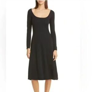 Vince Long Sleeve Black Modal Midi Dress Size XS New